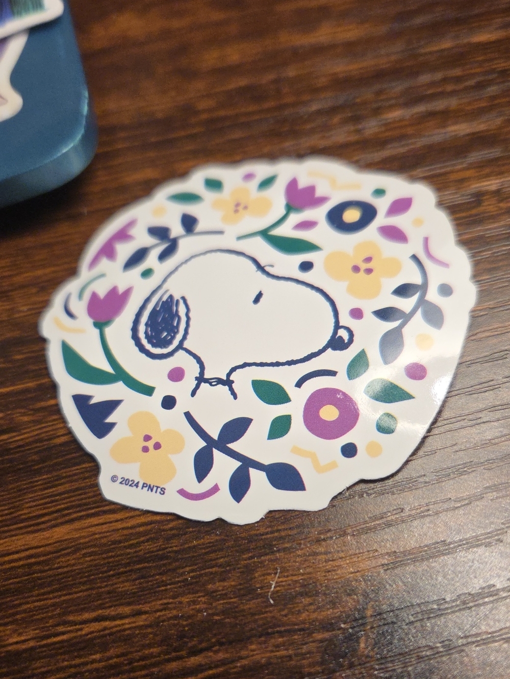Peanuts Snoopy Floral Sticker - White, Yellow & Purple